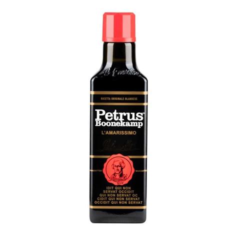 Bottle of Petrus Boonekamp L'Amarissimo bitter digestivo with its black and red label