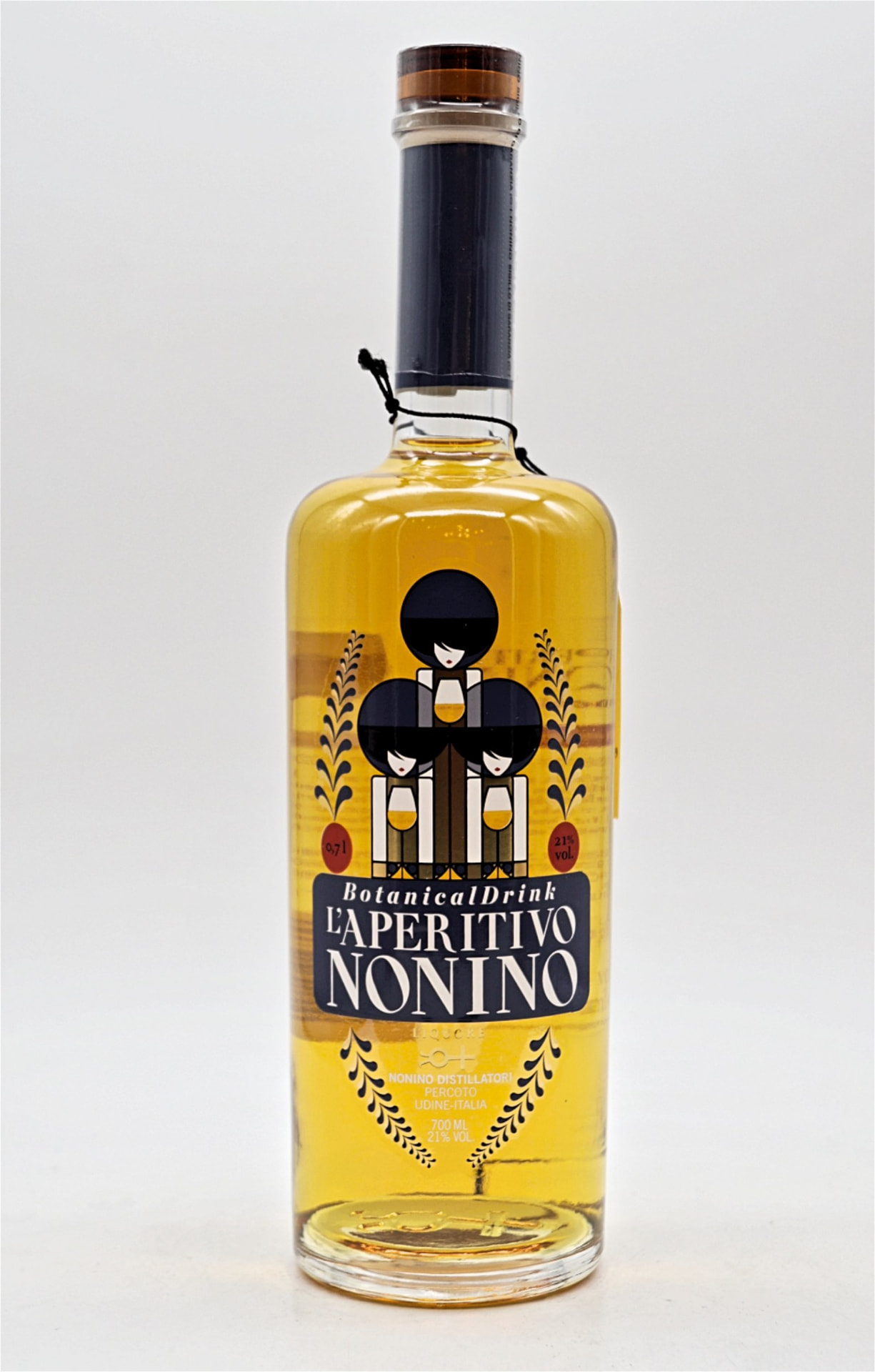 Editorial illustration of a bottle of Nonino BotanicalDrink, the Friuli-Venezia Giulia amaro produced by Distilleria Nonino