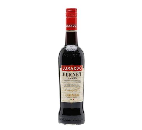 Bottle of Luxardo Fernet Amaro with its red capsule and gold-bordered label