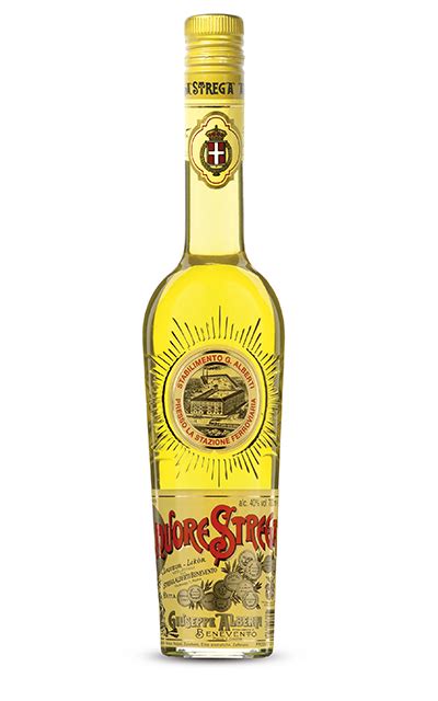 Bottle of Liquore Strega, the saffron-yellow herbal liqueur from Benevento