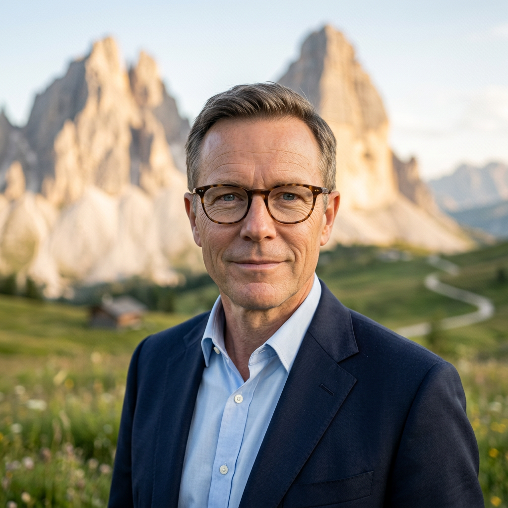 Robert Coss, founder of Amaro Aficionado, in the Italian Dolomites