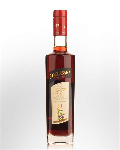 Bottle of Amaro Toccasana by Rossi d'Asiago with red capsule and 37-herb label
