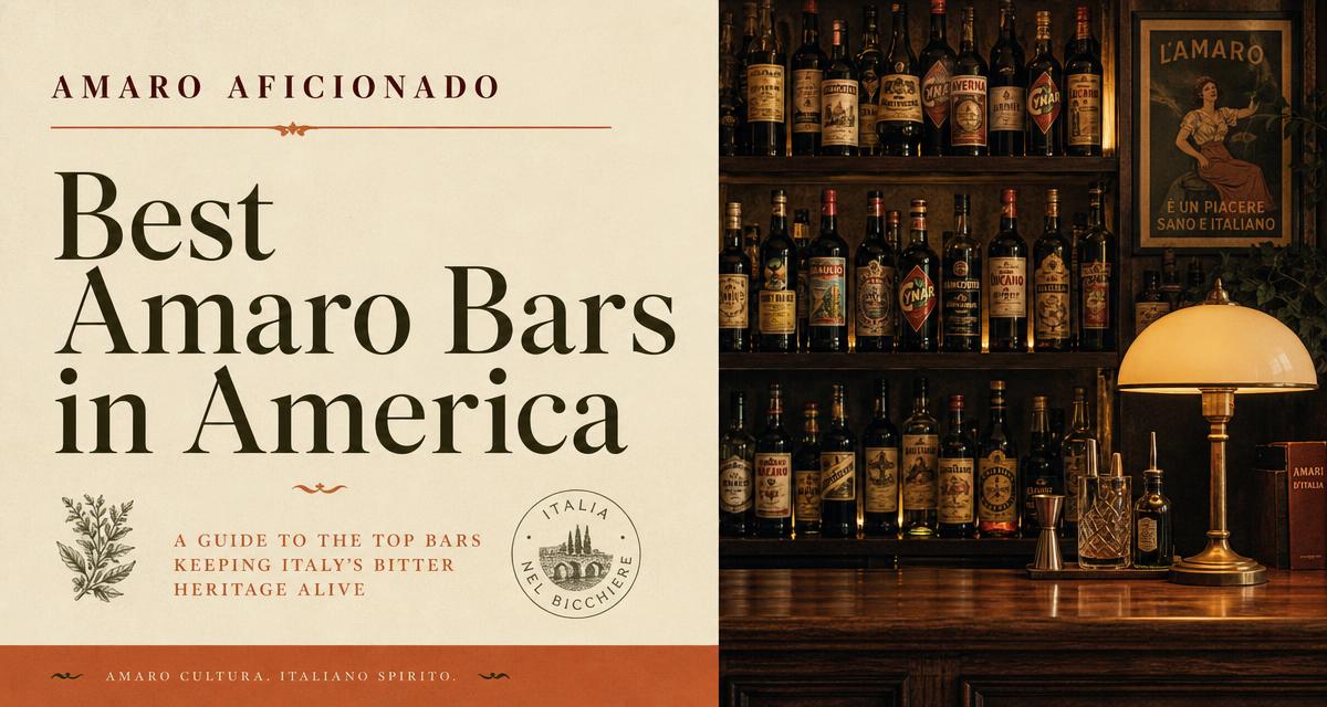 Backbar lined with amaro bottles at an American cocktail bar