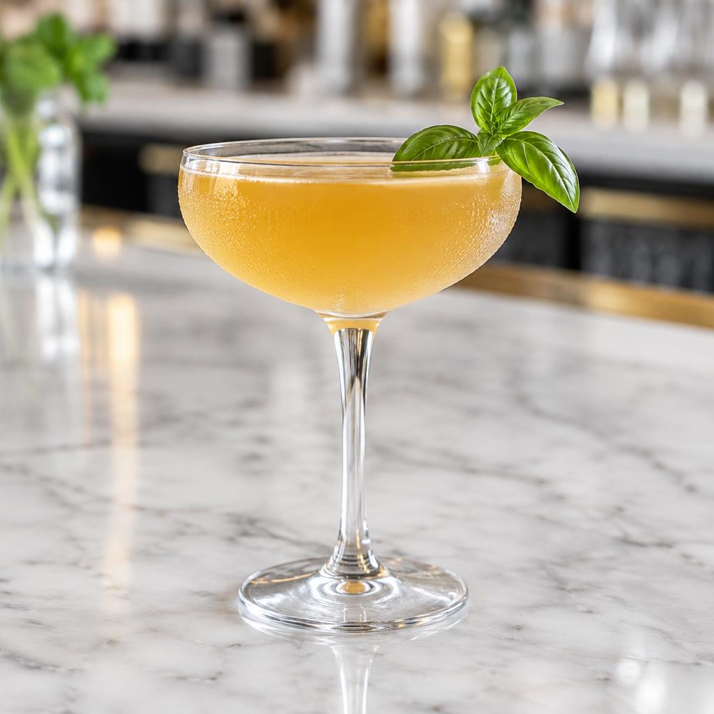 Aereo Elefante cocktail made with ¾ oz See the Elephant · ¾ oz Bourbon · ¾ oz Giffard Pamplemousse · ¾ oz Lemon · Basil
