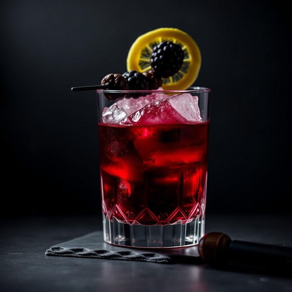Amaro Bramble amaro cocktail served in a coupe glass