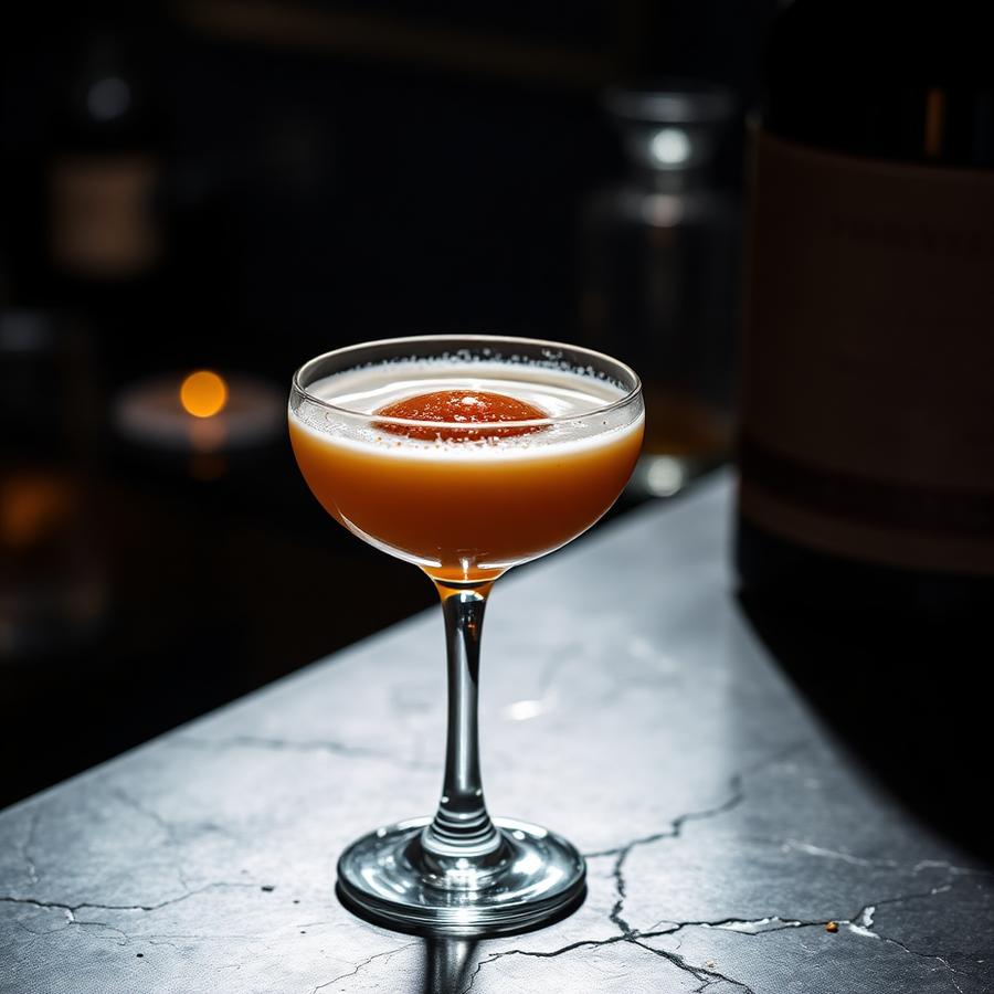 Amaro Flip amaro cocktail served in a coupe glass