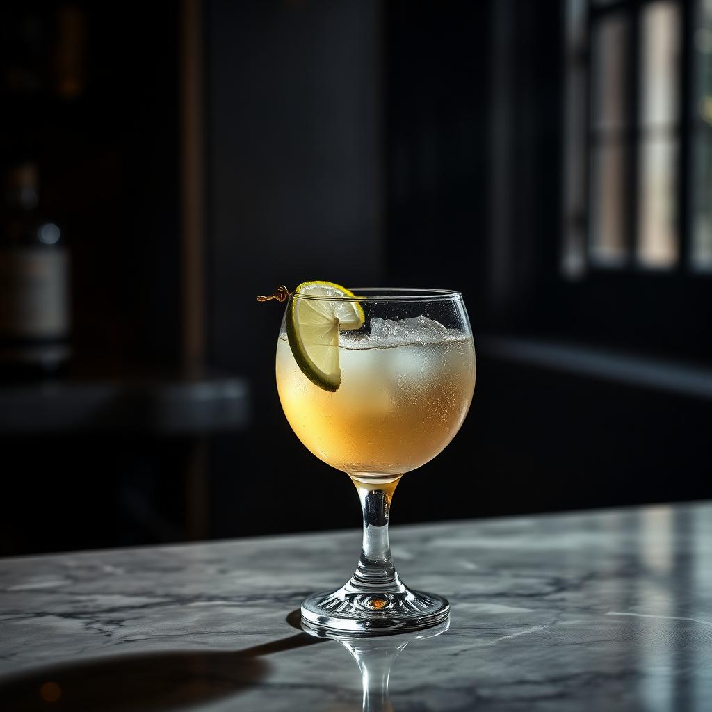 Amaro Gimlet amaro cocktail served in a coupe glass