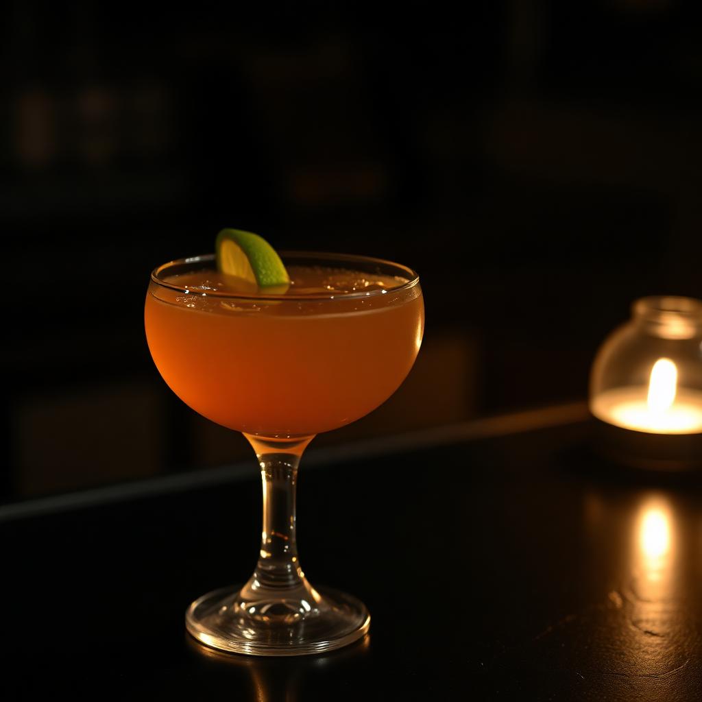 Division Bell amaro cocktail served in a coupe glass