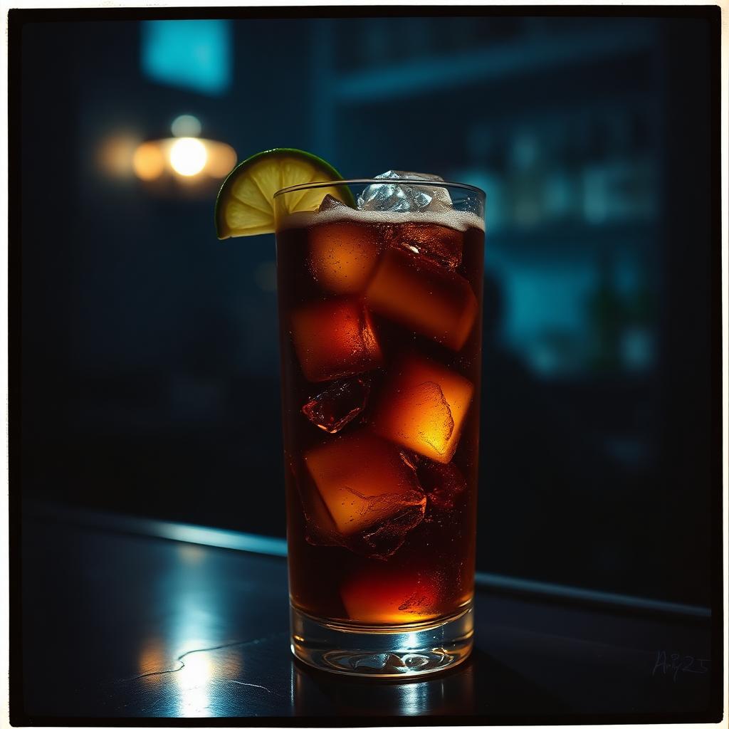 Fernet con Coca amaro cocktail served in a coupe glass