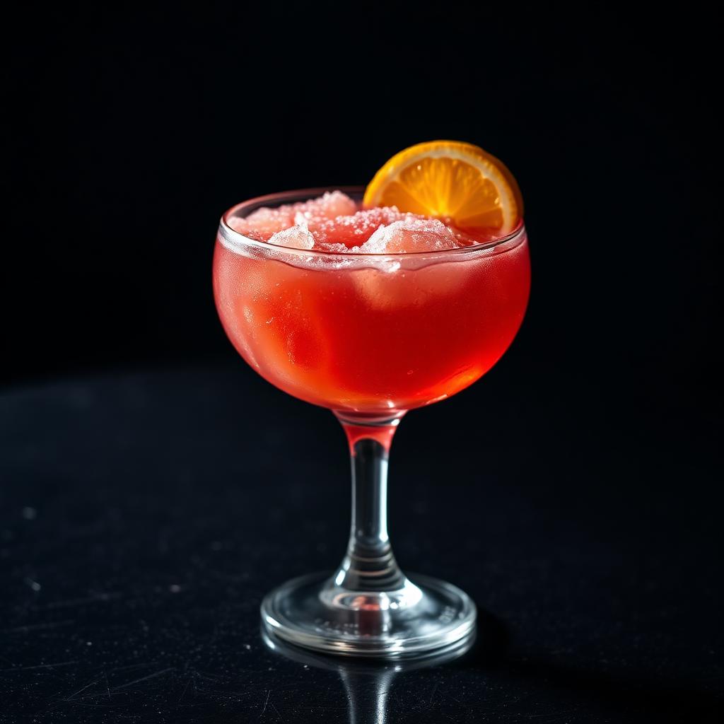 Frozen Negroni amaro cocktail served in a coupe glass
