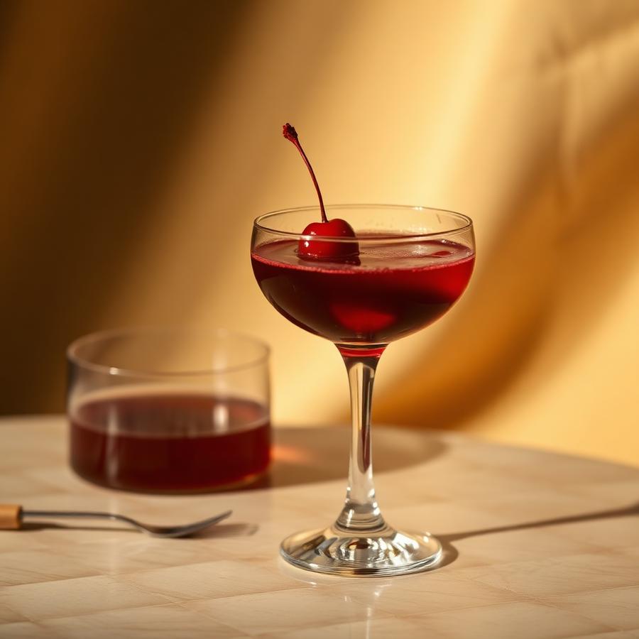 Left Hand amaro cocktail served in a coupe glass
