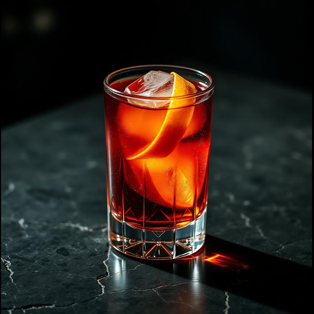 Sicilian Negroni amaro cocktail served in a coupe glass