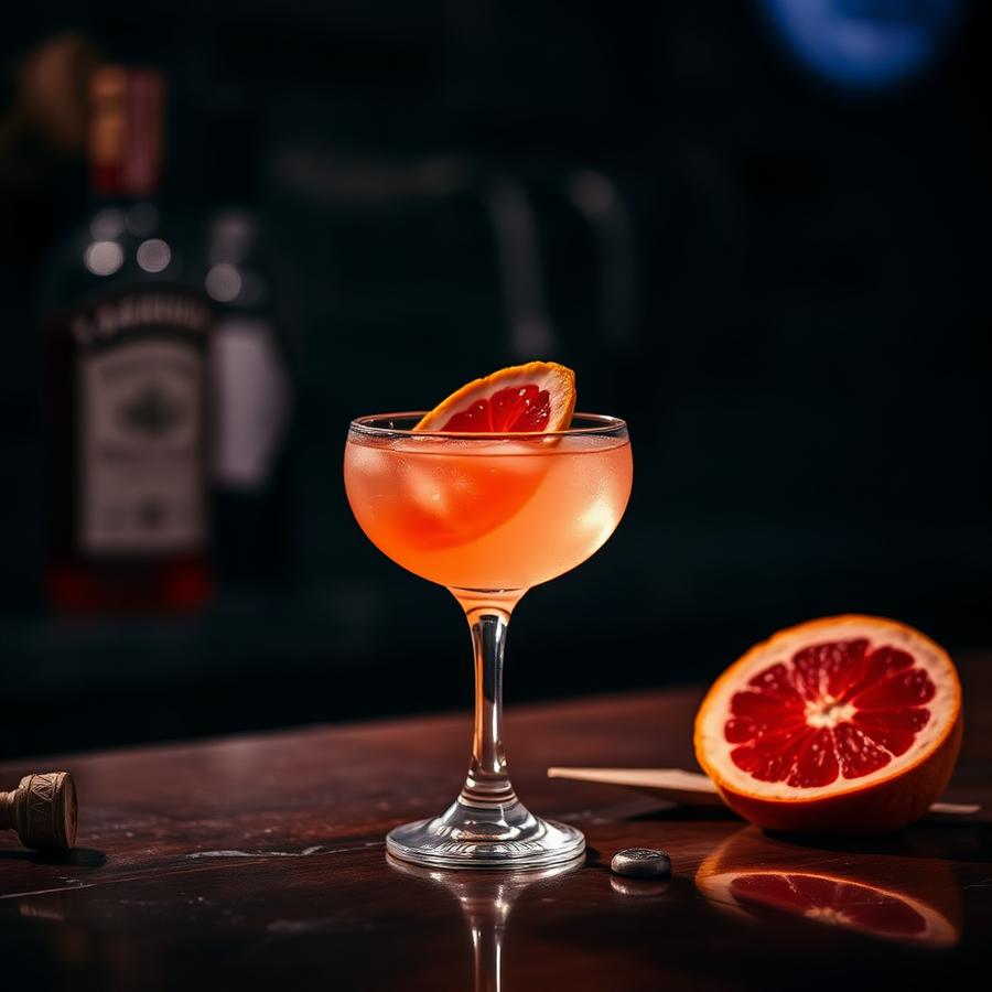 Siesta amaro cocktail served in a coupe glass