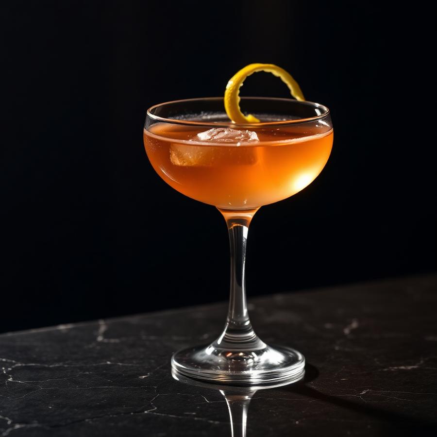 Trident amaro cocktail served in a coupe glass